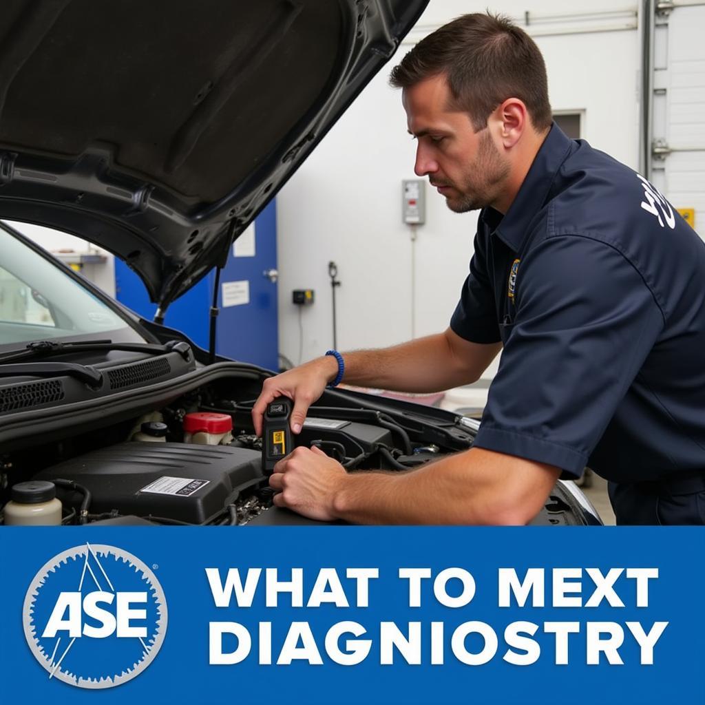 ASE Certified Mechanic Using Diagnostic Tools