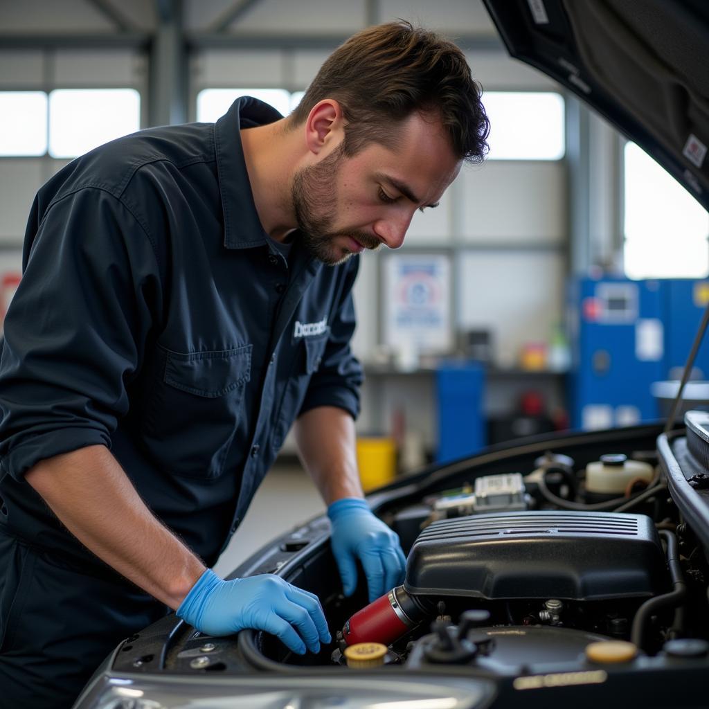 ASE Certified Mechanic Repairing a Vehicle