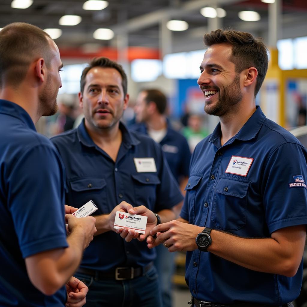 ASE Certified Mechanics Networking at an Industry Event