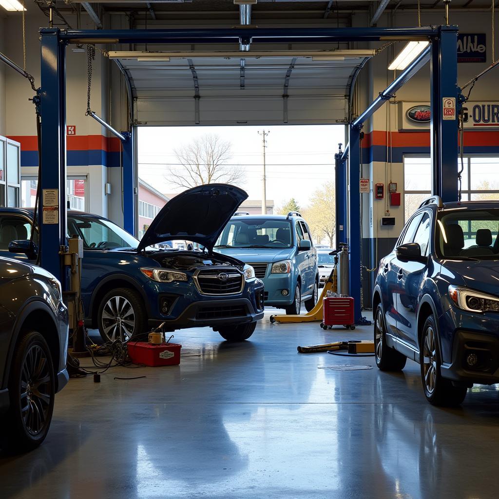 Interior of an ASE Certified Shop with Subarus