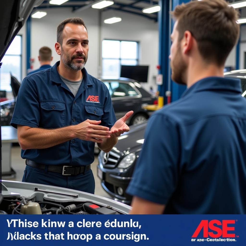 ASE Certified Technician Interacting with a Customer