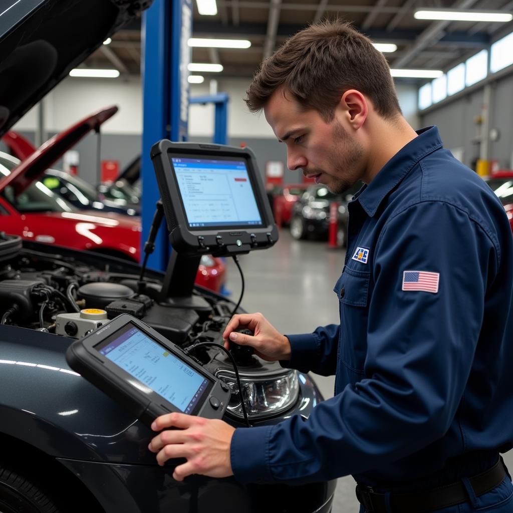 ASE Certified Technician Working in Chicago Garage