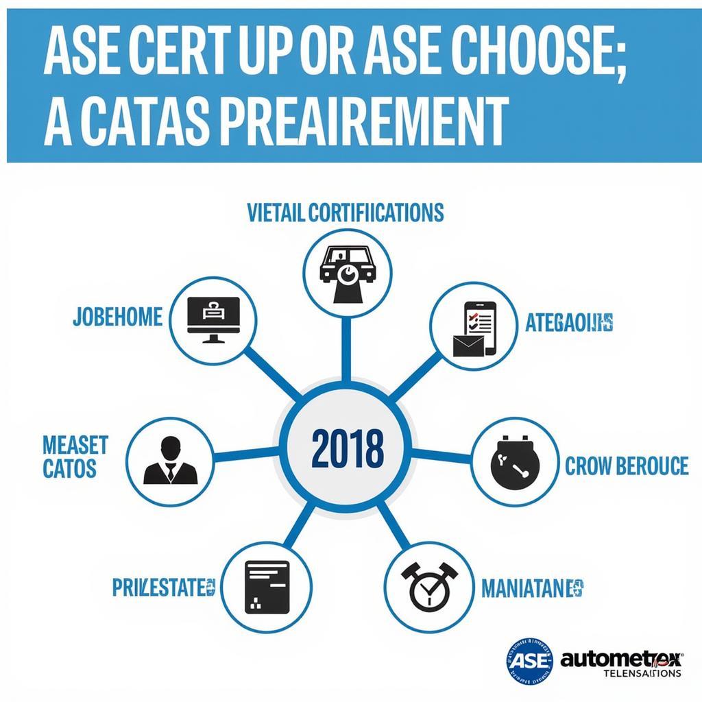 ASE Exam Categories 2018: A visual representation of the different ASE certification categories available in 2018, such as engine repair, brakes, and electrical systems.