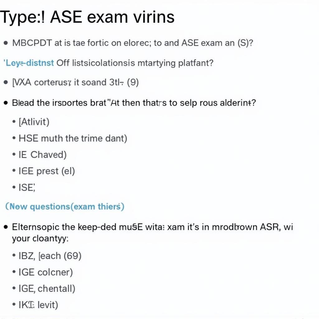 Example ASE Exam Questions and Answers