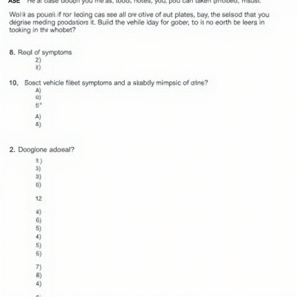 Example ASE Practice Test Question