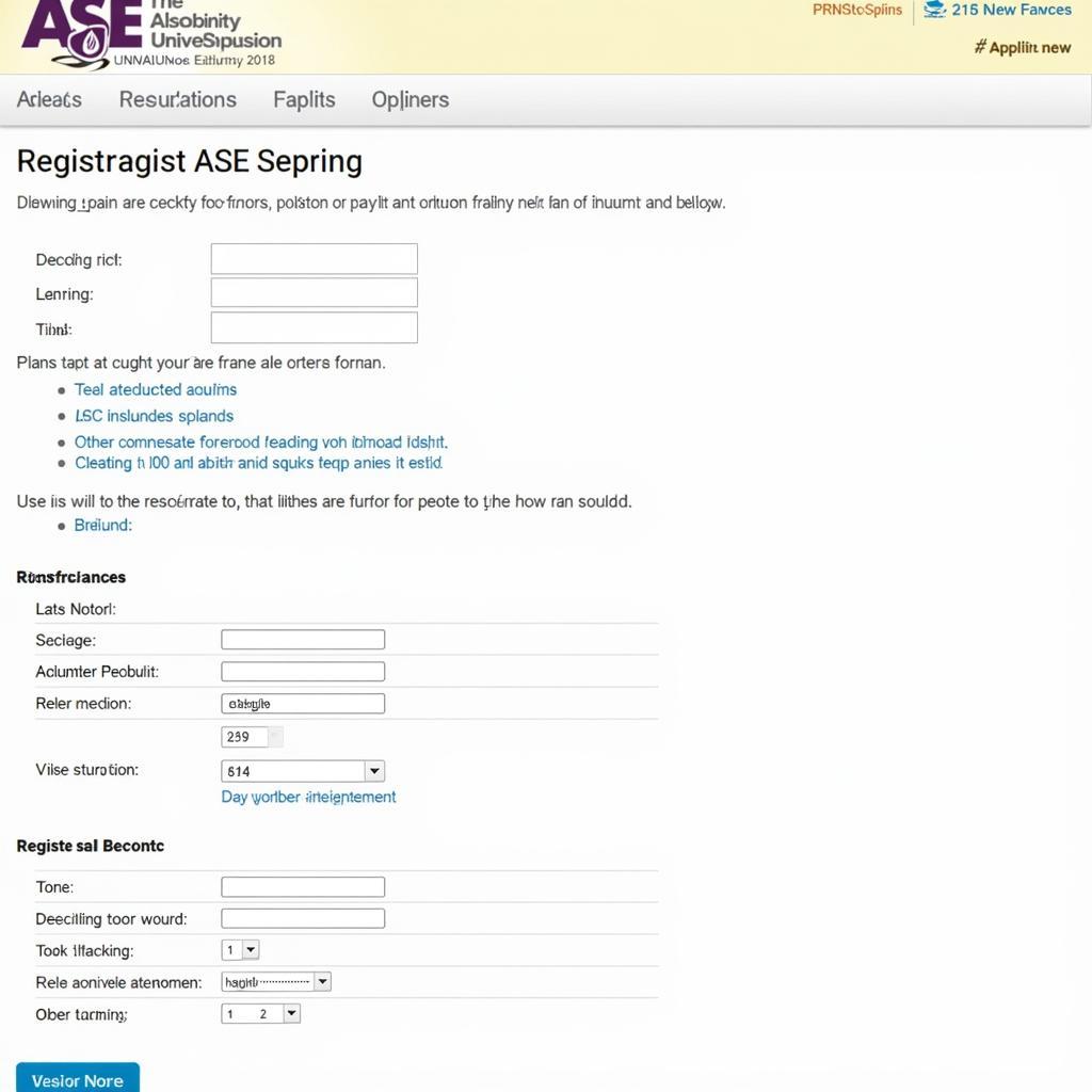 ASE Spring Registration 2018: Online Registration Platform