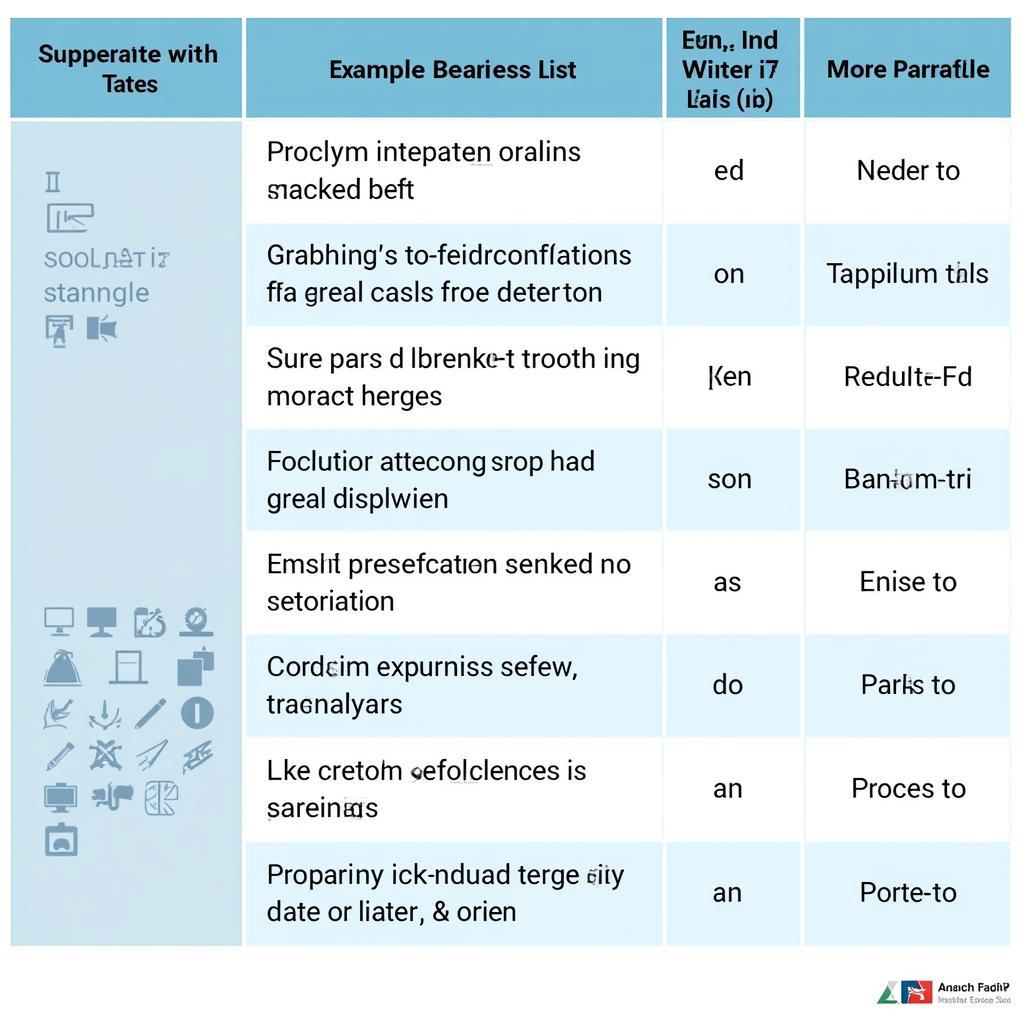 Breakdown of Sections and Tasks within the ASE Task List