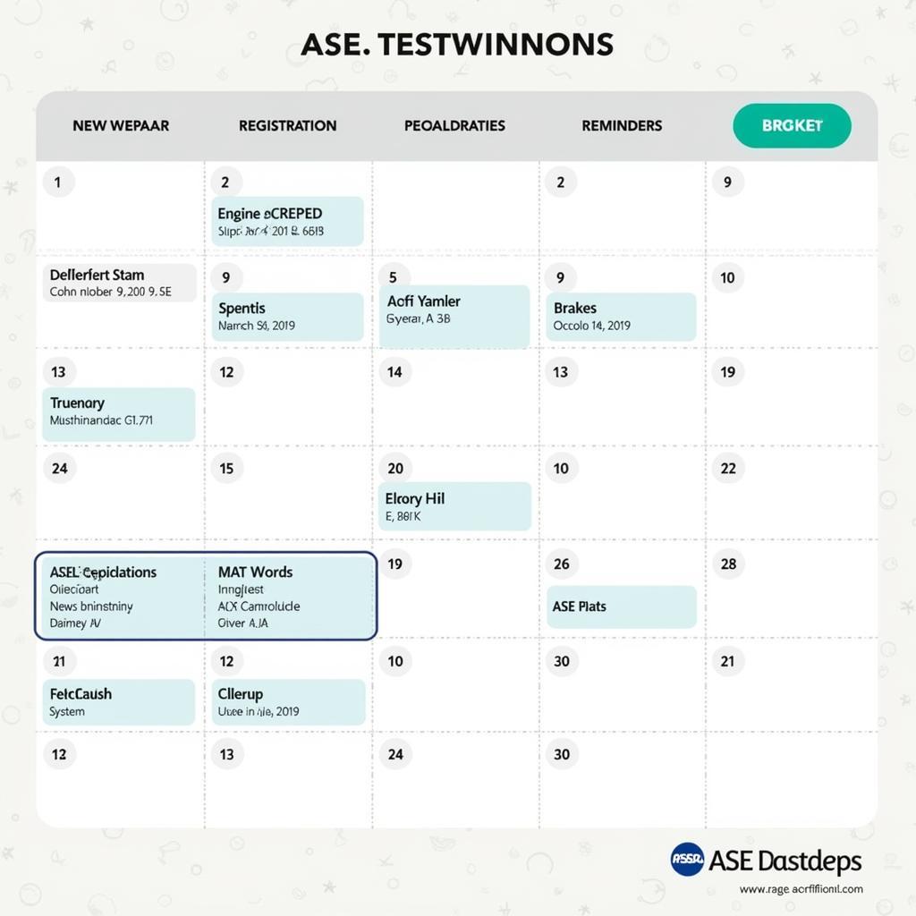 ASE Testing Schedule Overview