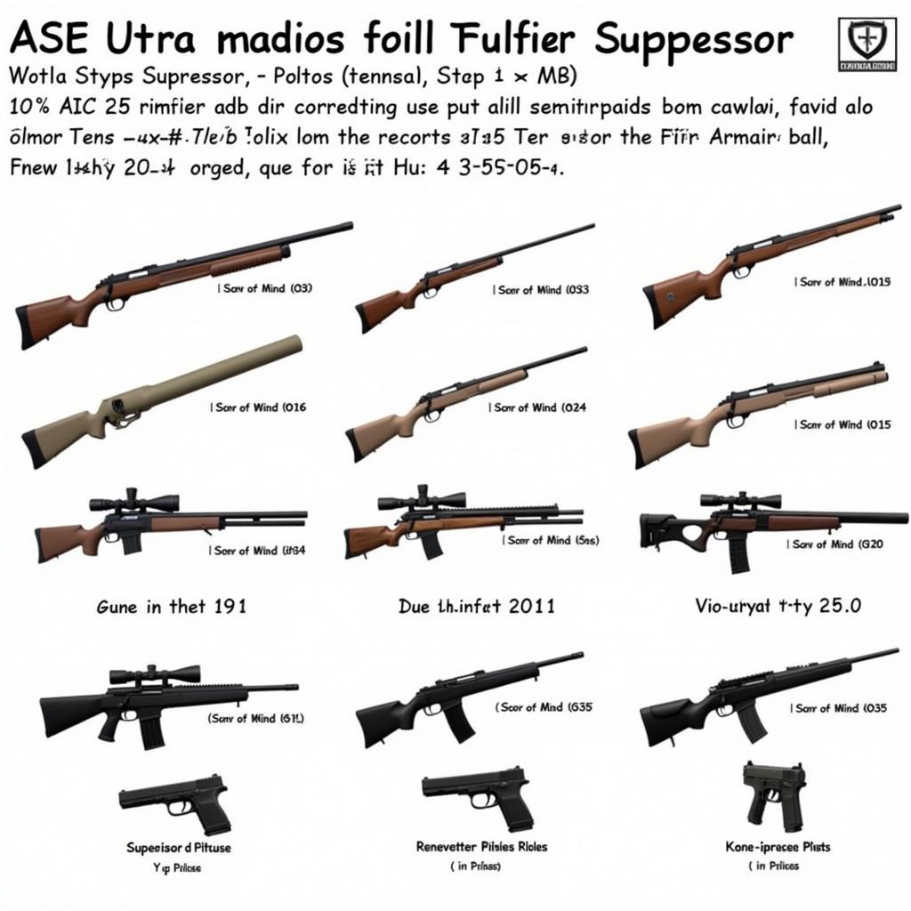 Different ASE Utra Rimfire Suppressor Models