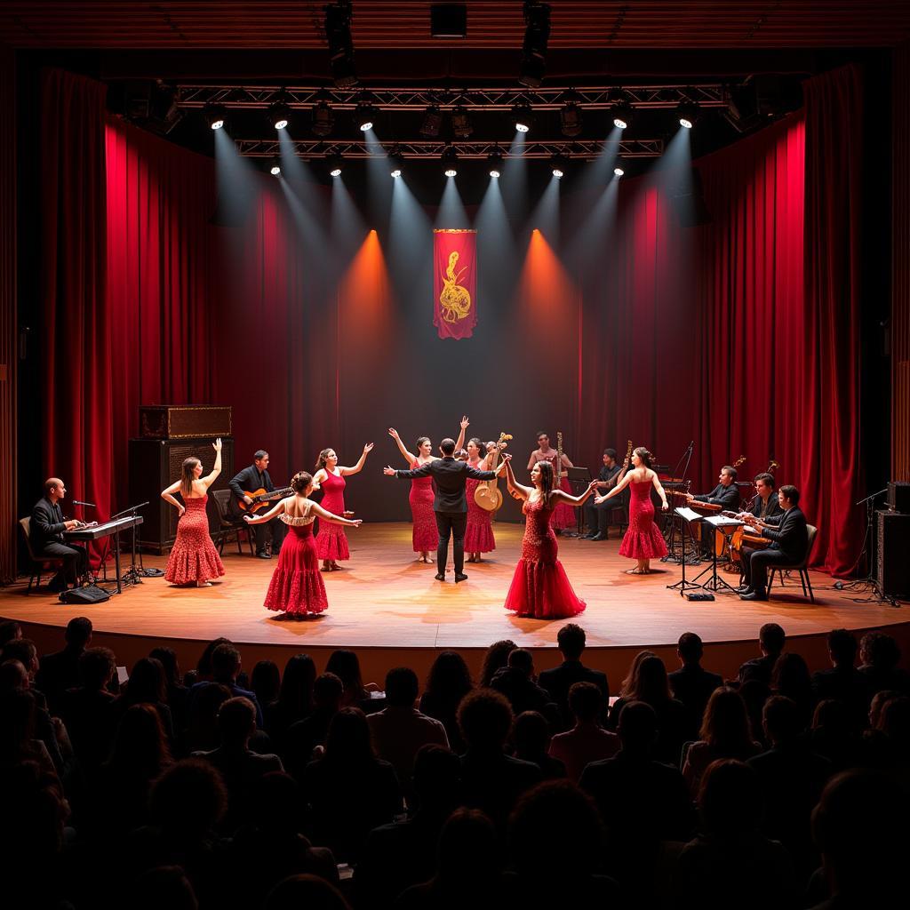 A large-scale performance showcasing the fusion of ASEA and flamenco cultures.