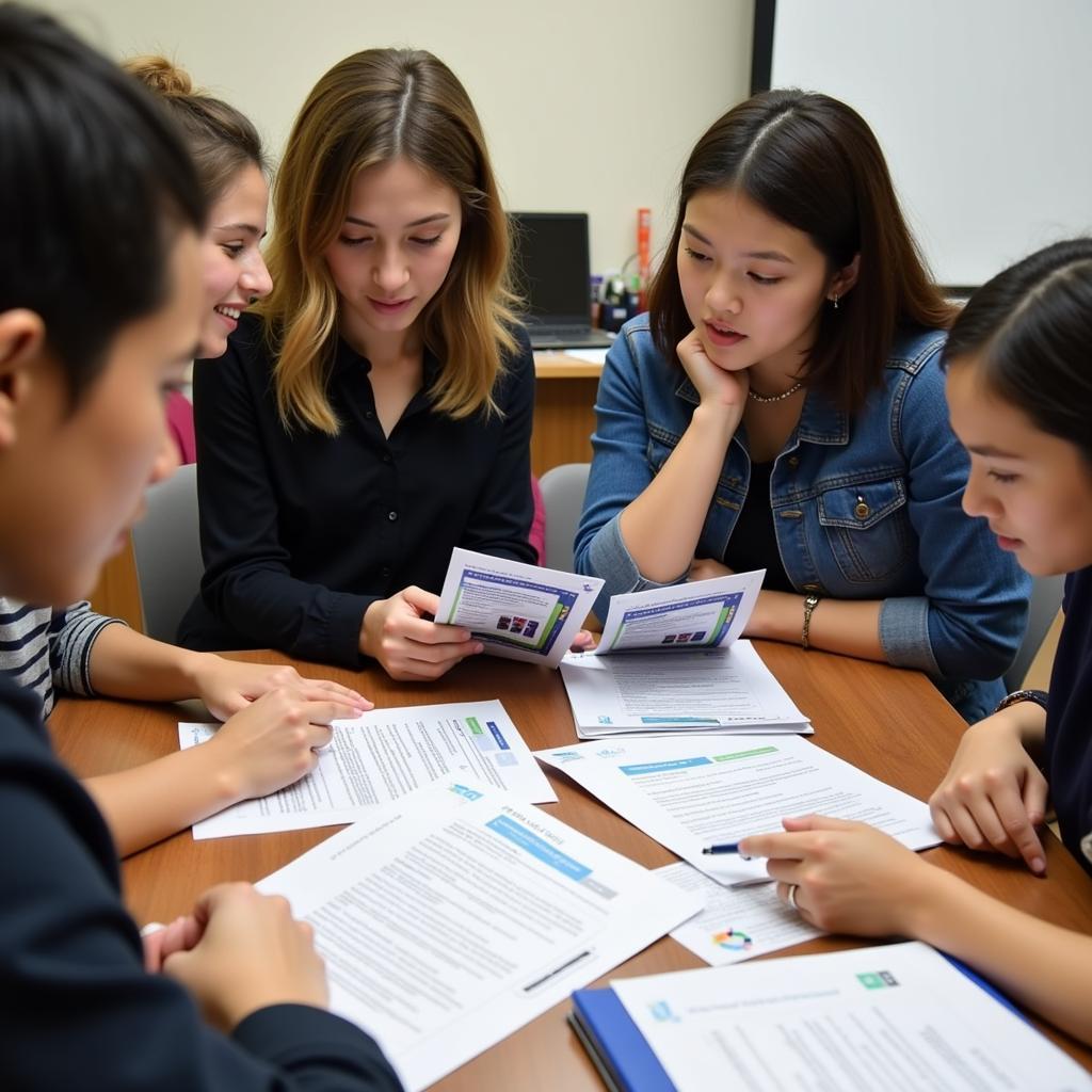 Students reviewing application materials for ASEA UNINET Students Week