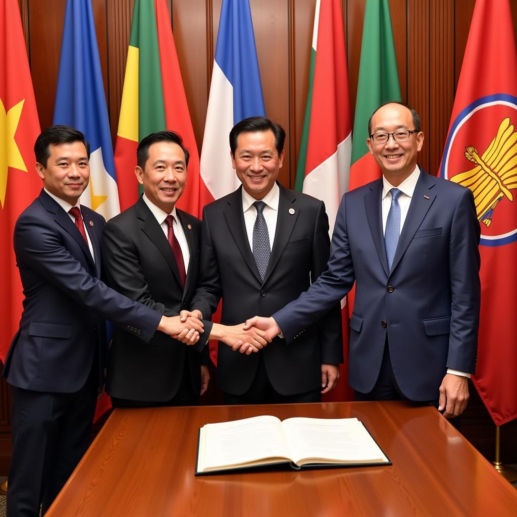 Image of ASEAN leaders signing the 2017 holiday declaration, symbolizing unity and shared cultural heritage