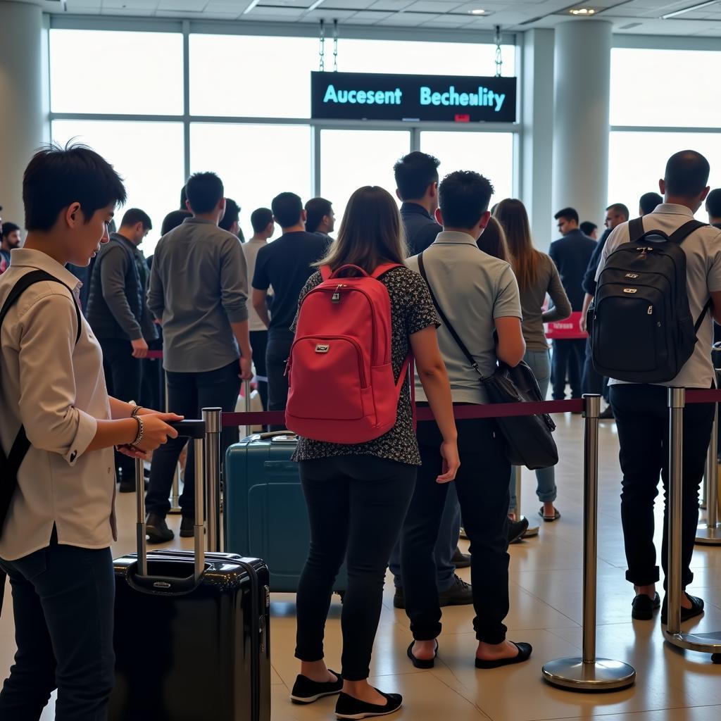 Passengers going through security check at an ASEAN airport