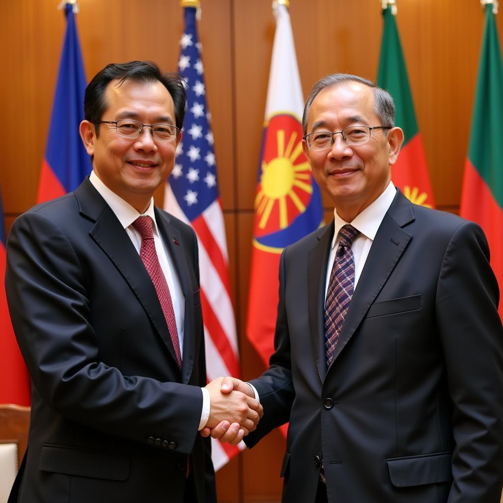 ASEAN and APEC representatives shaking hands at a conference