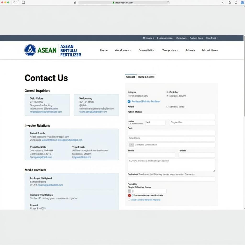 ASEAN Bintulu Fertilizer Website Contact Us Page