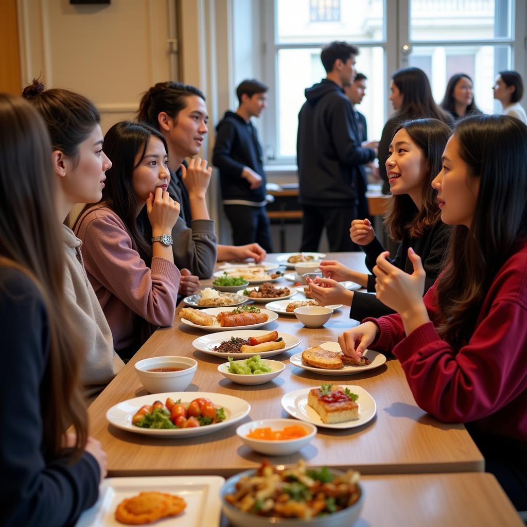 ASEAN and French students interacting during a cultural exchange program at CERGY University