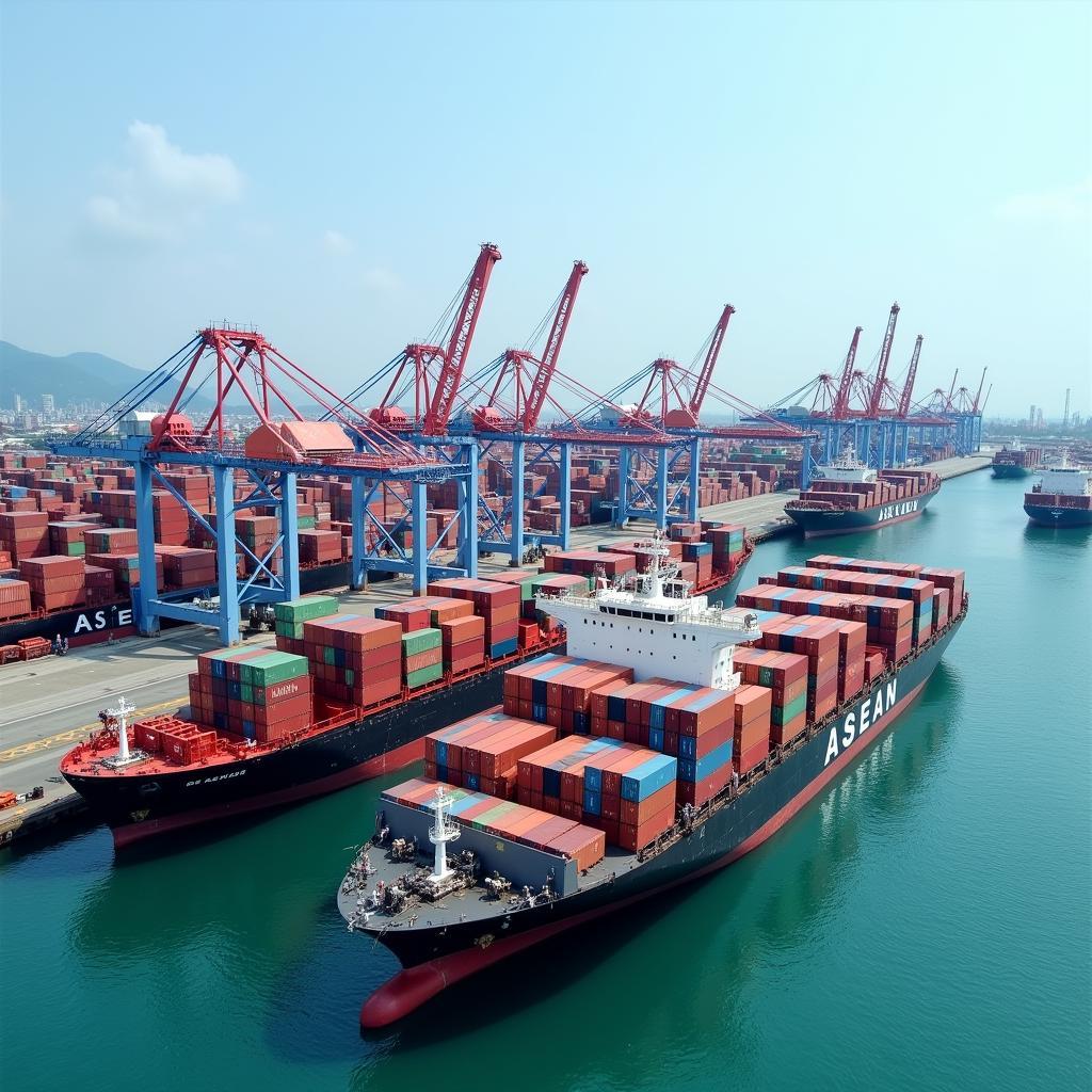 ASEAN Container Shipping in Busy Port