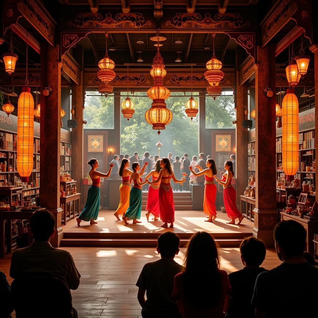 A cultural event taking place inside an ASEAN shop in Europe