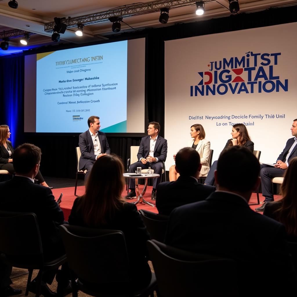 Participants engaging in a discussion about digital innovation at the 3rd ASEAN Indian Business Summit, highlighting the importance of technology and connectivity in regional growth.