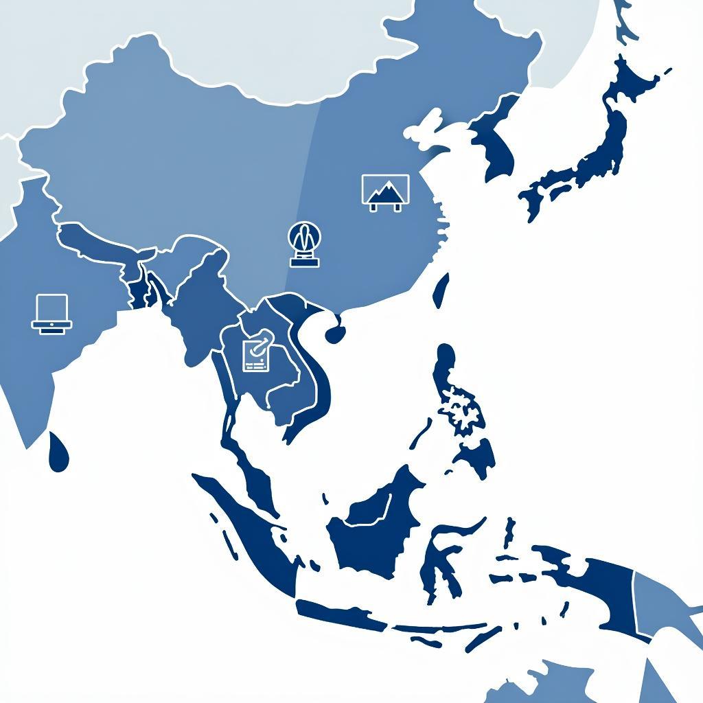 ASEAN Map with Business Icons