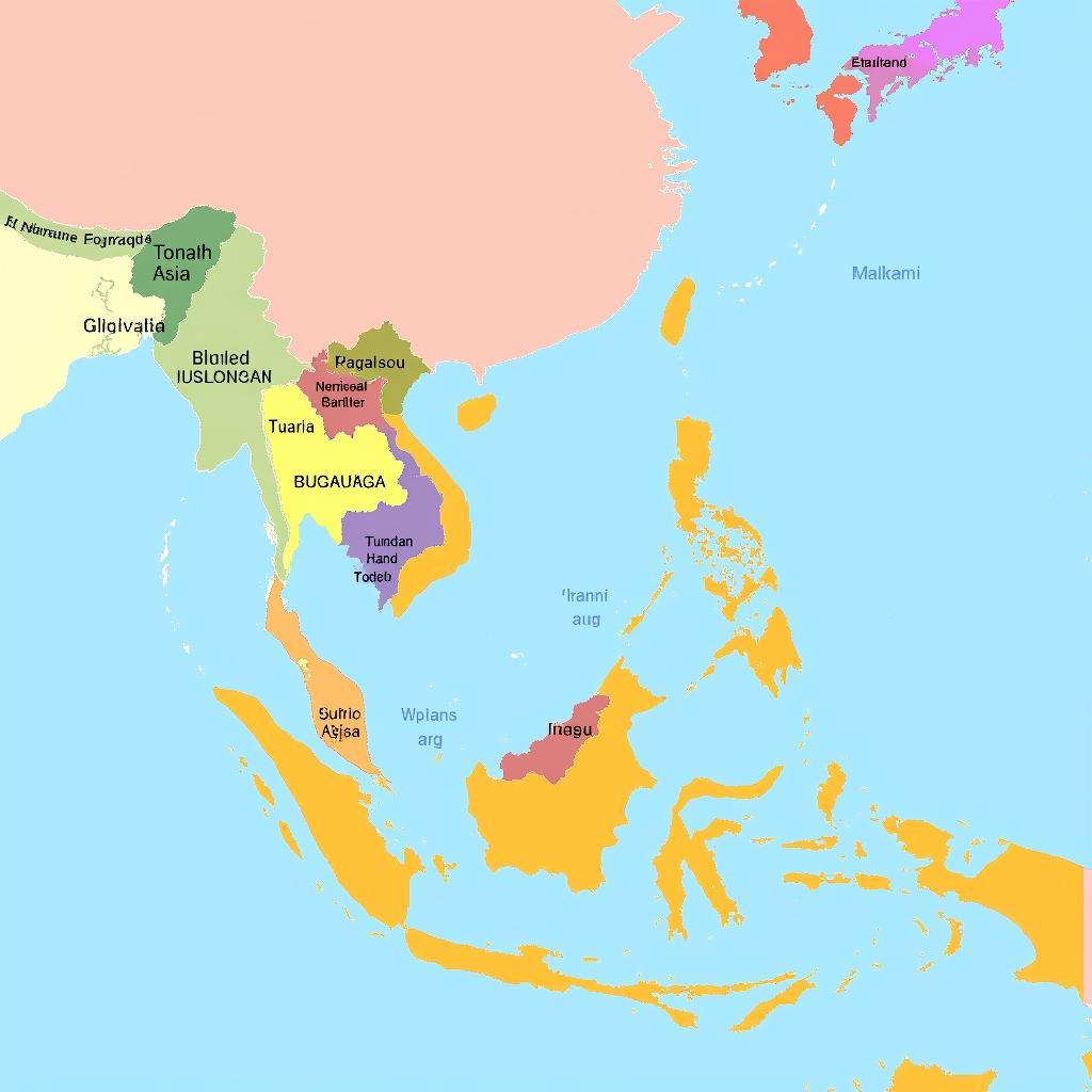 Political Map of ASEAN Nations Showing Boundaries