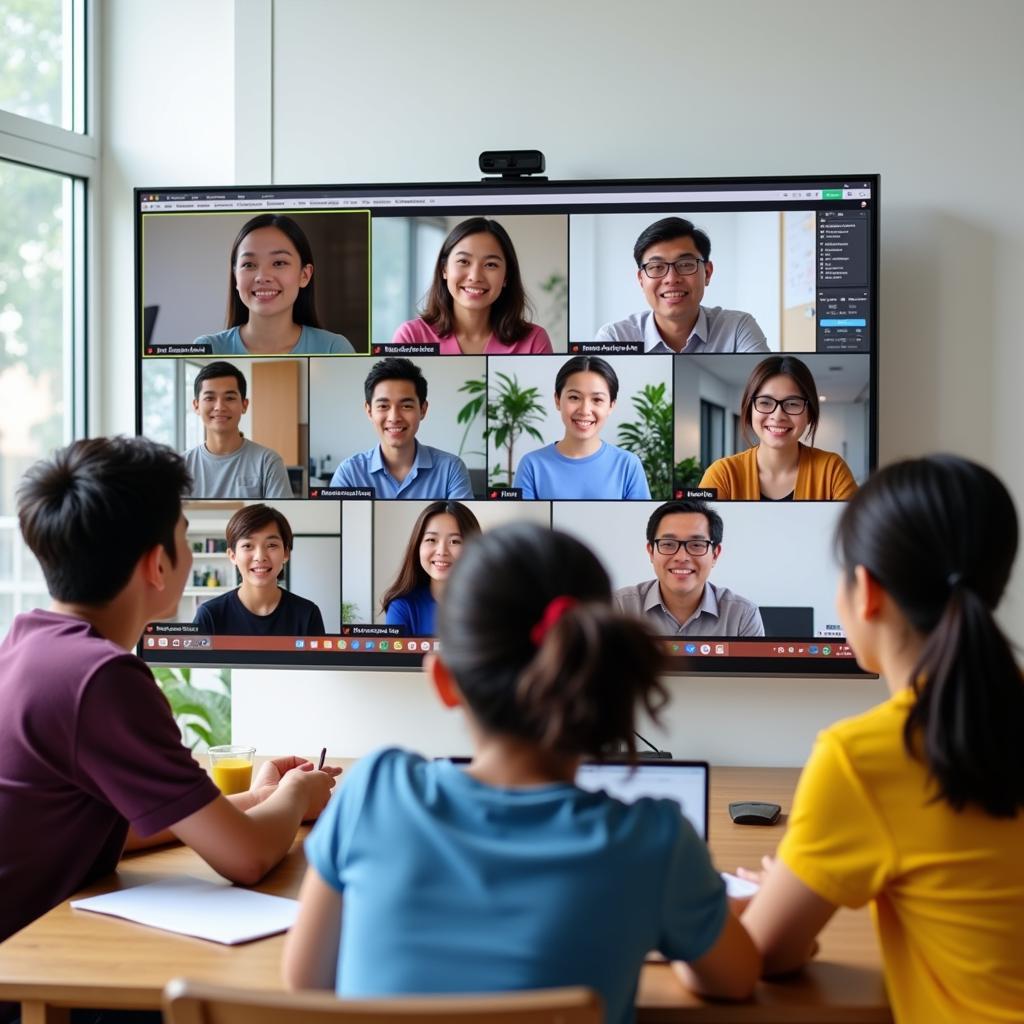 Students from different ASEAN countries connecting through an online campus platform