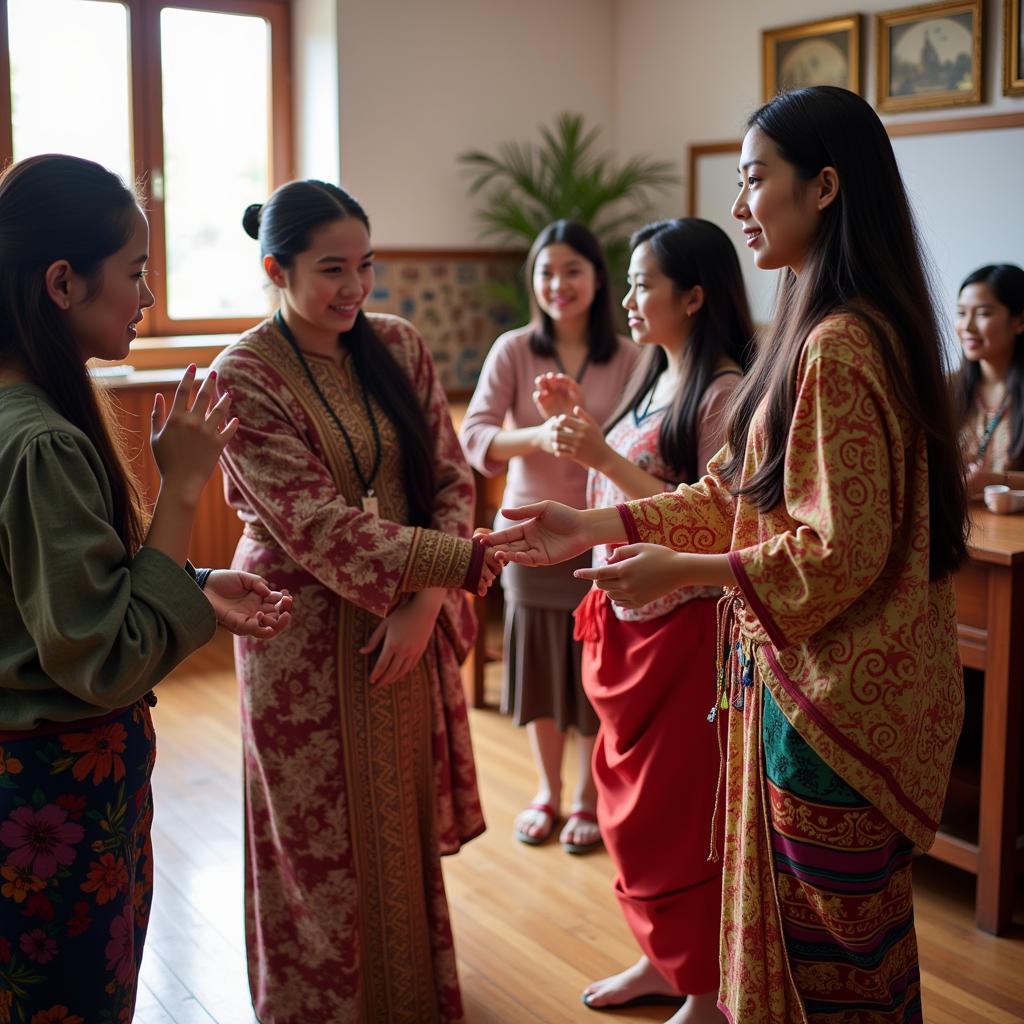 Students Engaging in a Cultural Exchange Activity during an ASEAN TMCC Class