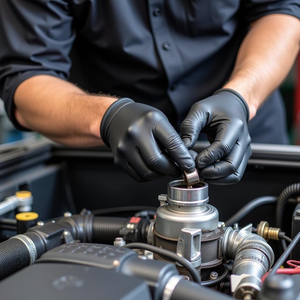 Automotive Technician Repairing Engine Components