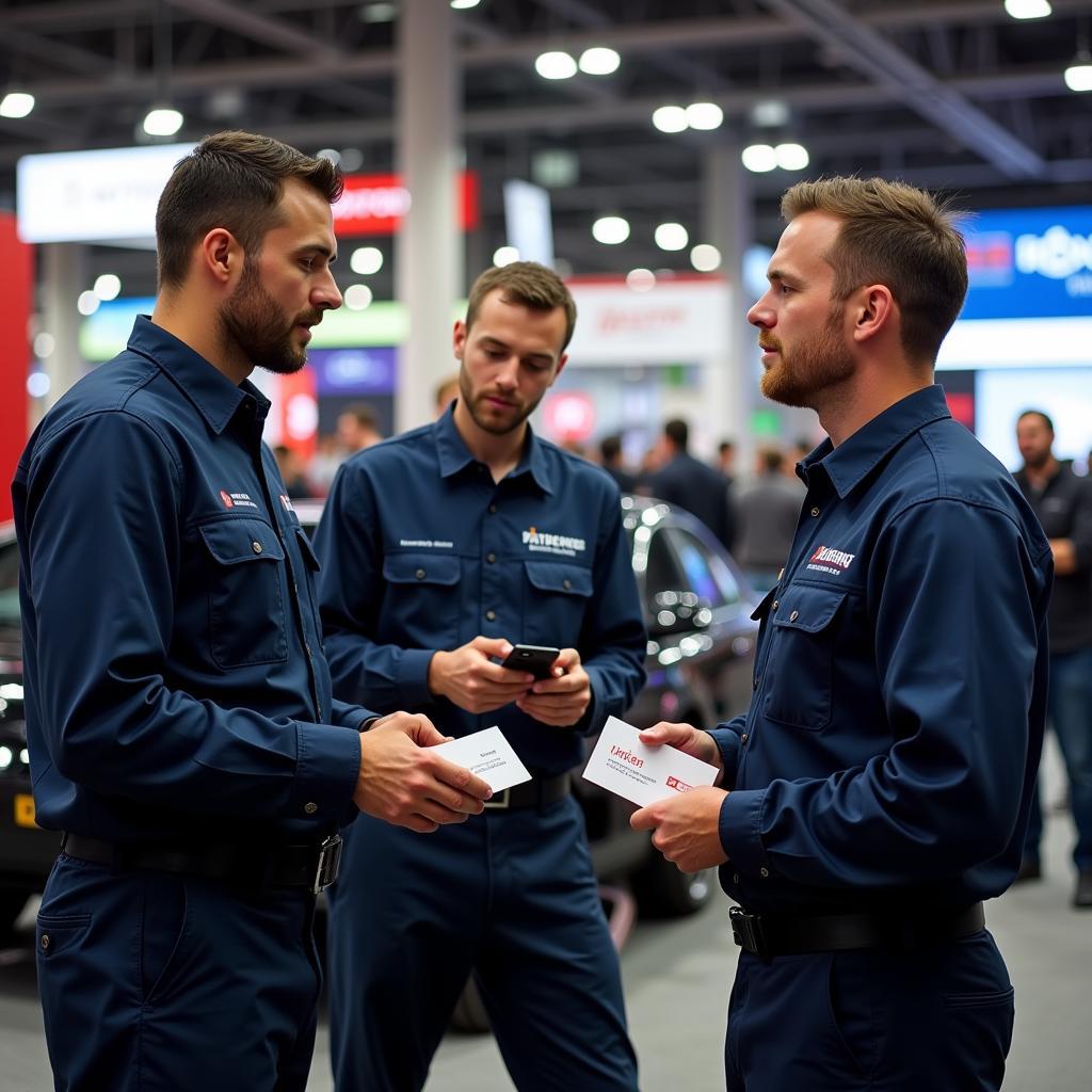 Automotive Technicians Networking at an Industry Event