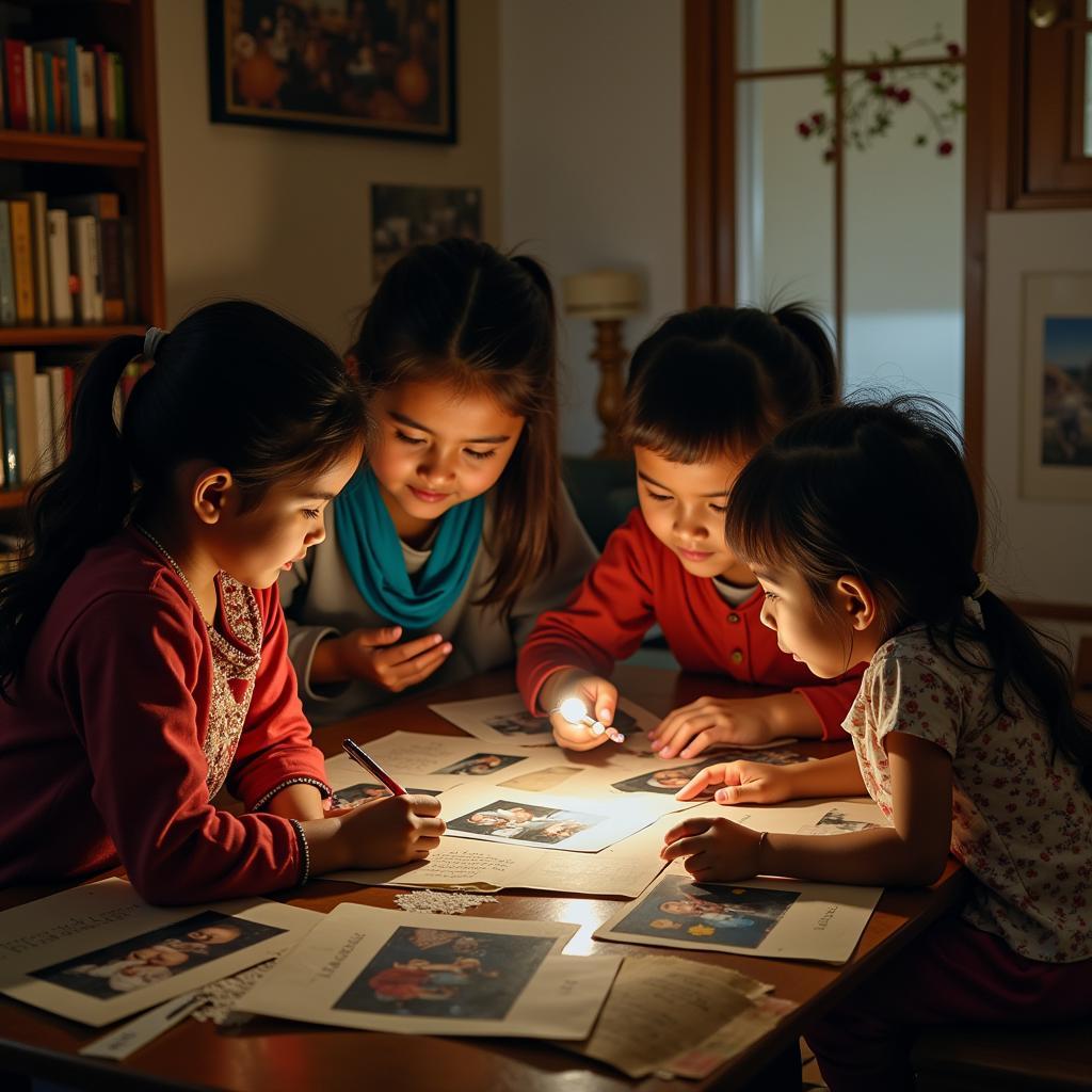 Bengali Family Looking at Old Photographs