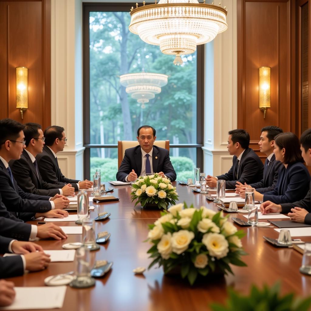 Brunei's minister engaging in a meeting with counterparts from other ASEAN member states, discussing matters of regional cooperation and development.