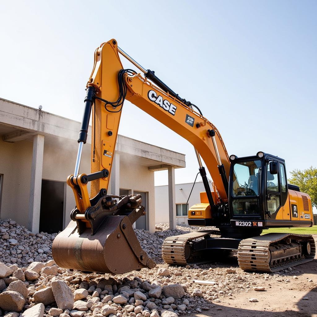 Case CX350D Excavator Performing Demolition