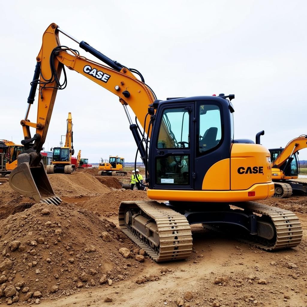 Case CX350D Excavator Working on a Construction Site