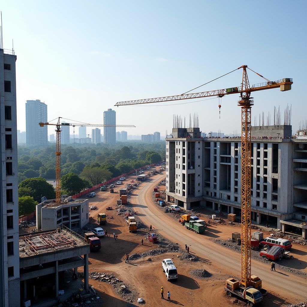 Chennai Construction Site with Crane