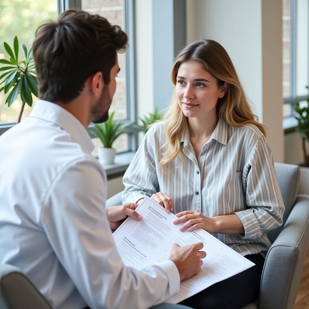 Doctor consulting with a patient about migraine management