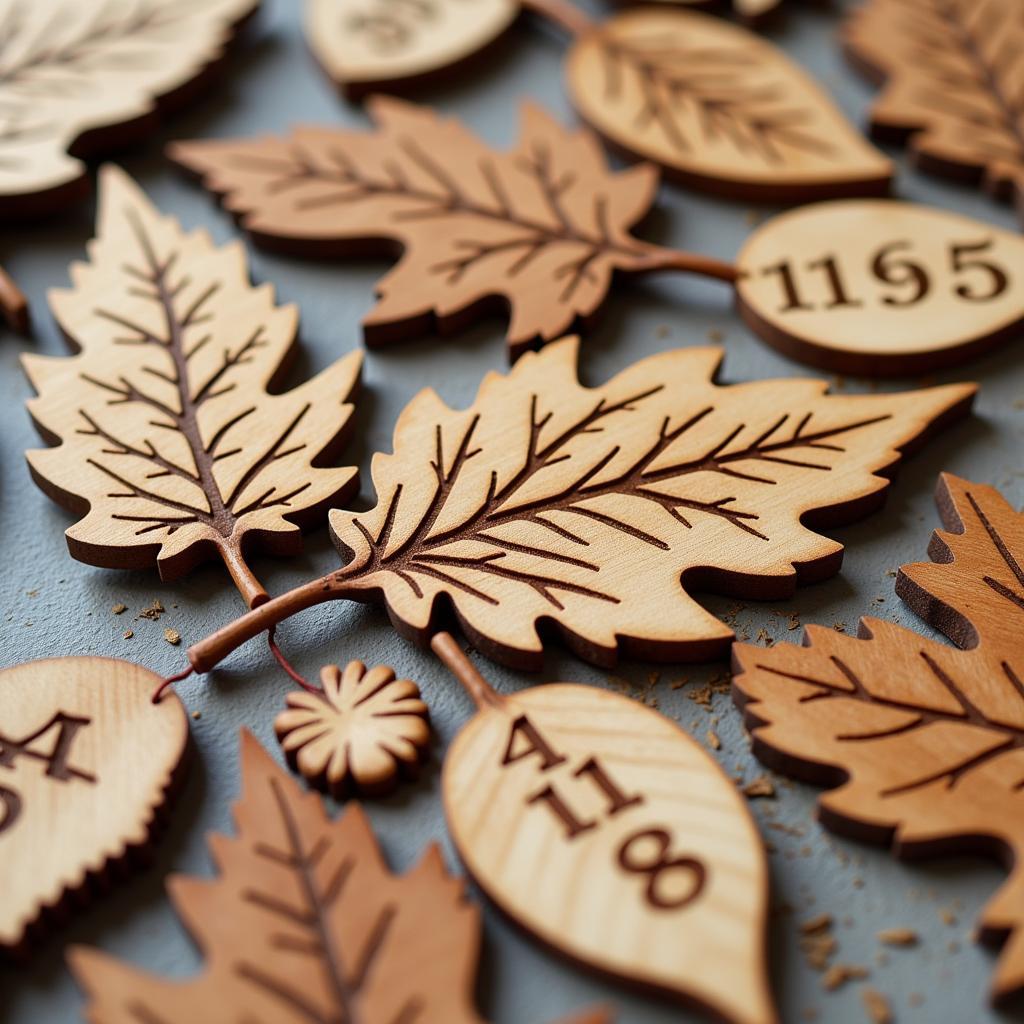 Hand-Carved Wooden Leaves Wedding Favors