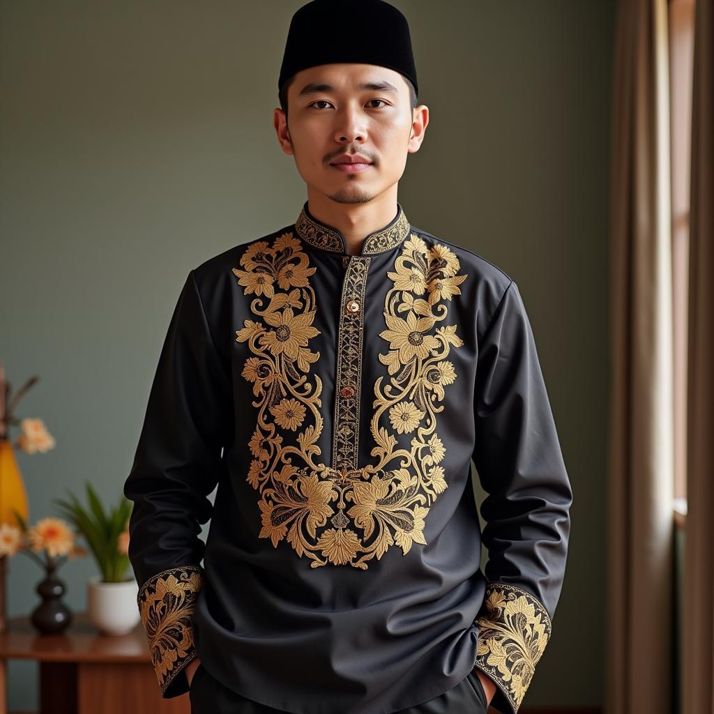 Malaysian Men's Traditional Attire: Baju Melayu and Songkok