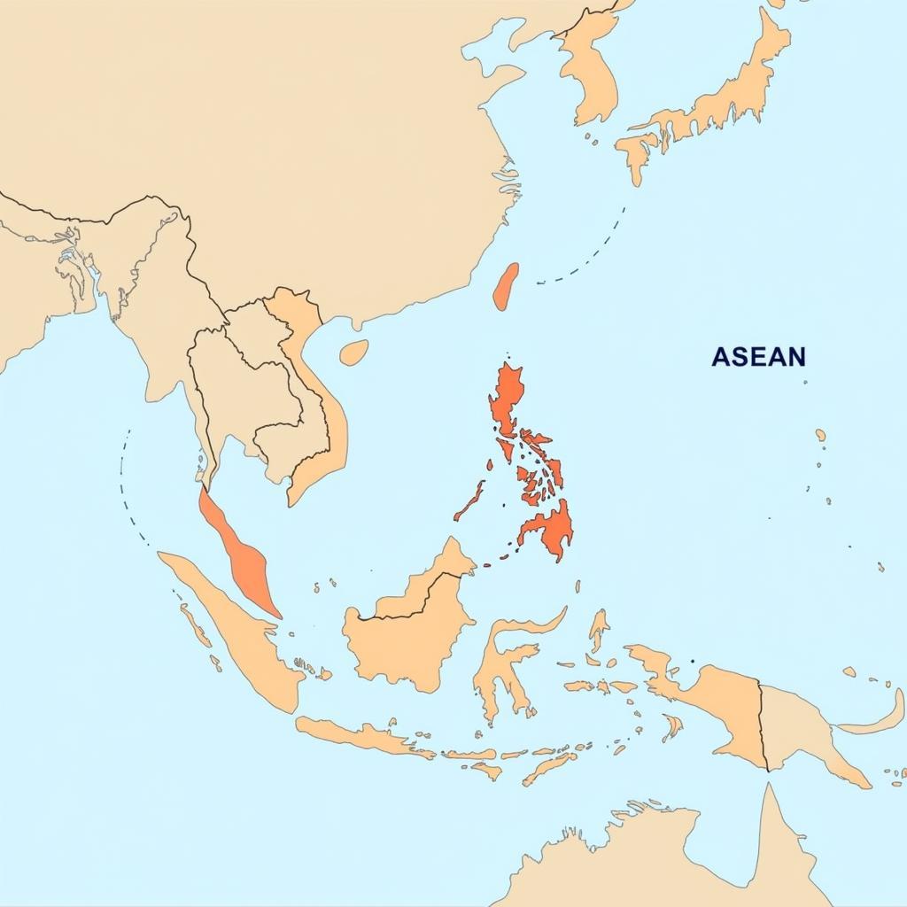 Map of Southeast Asia Highlighting Founding ASEAN Members