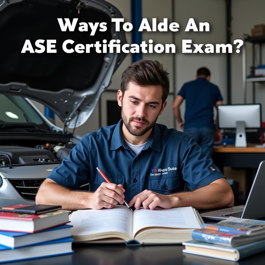 Mechanic Preparing for ASE Exam