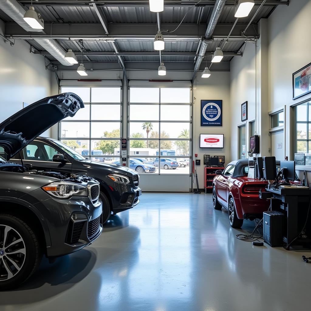 Modern Car Repair Shop with ASE Certifications Displayed