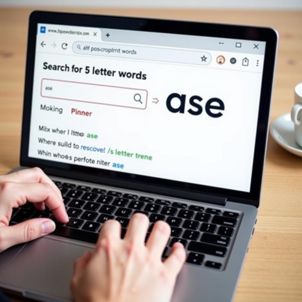 Using online tools to find 5-letter words with "ase"