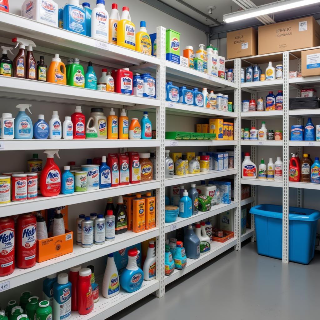 Organized Hygiene Product Storage Shelves