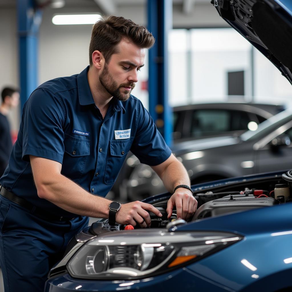 A Red Seal certified technician working on a vehicle