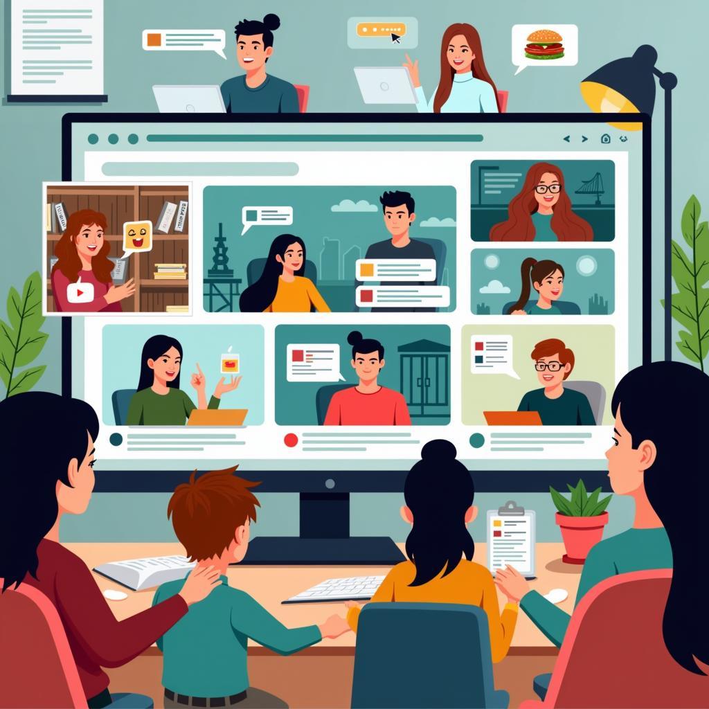 Southeast Asian bloggers connecting and sharing ideas online via a virtual meeting platform.