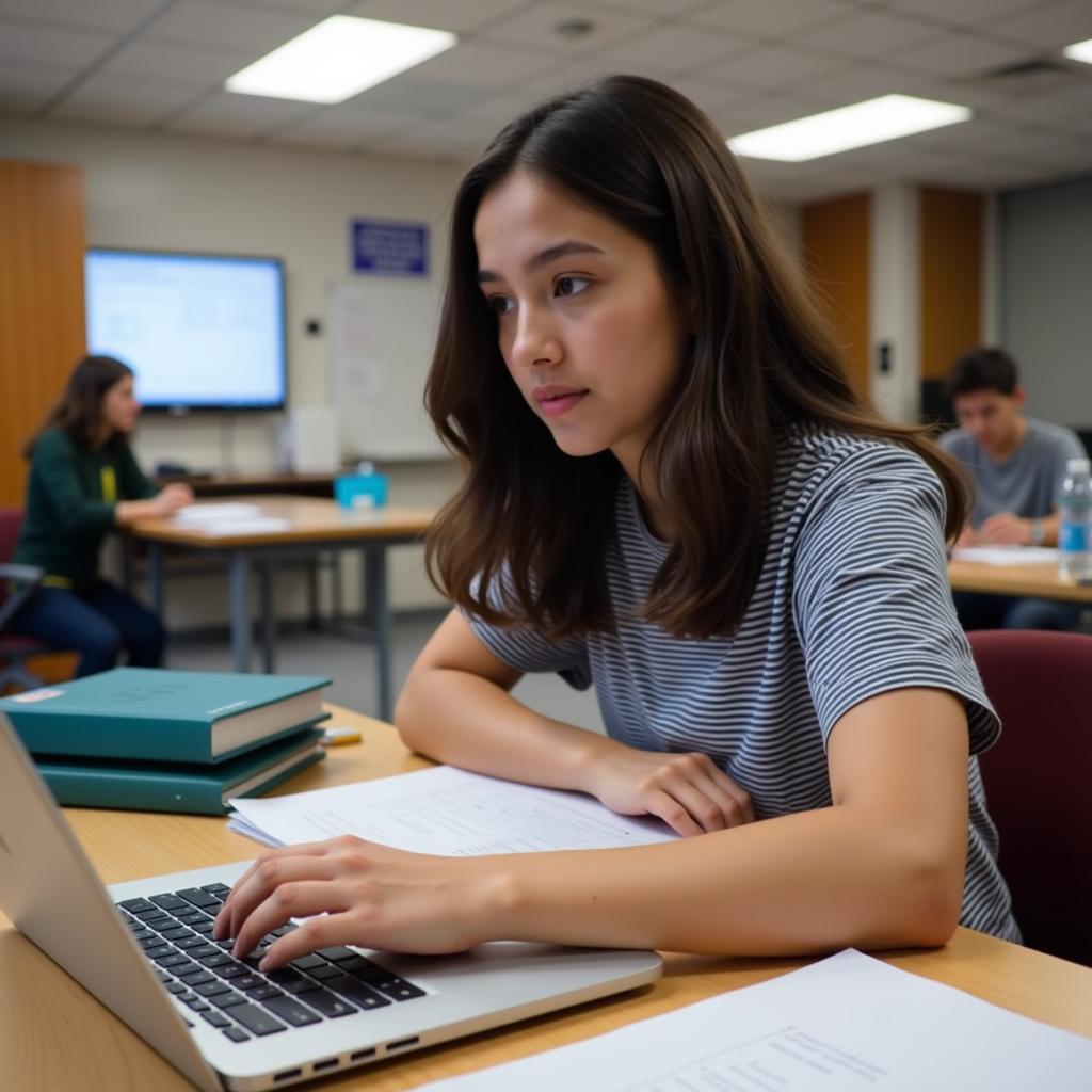 Student Studying for ASE Exam