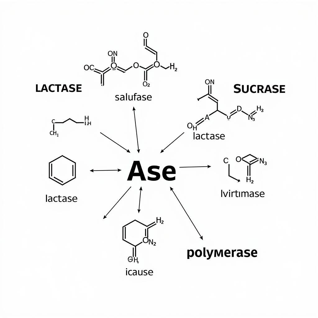 The suffix "ase" denotes enzymes in biology.