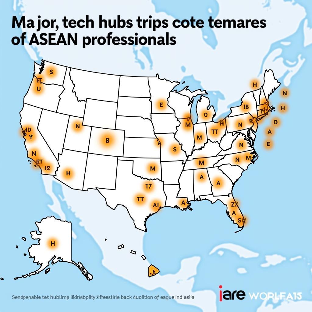 Map of US Tech Hubs with ASEAN Professional Concentrations