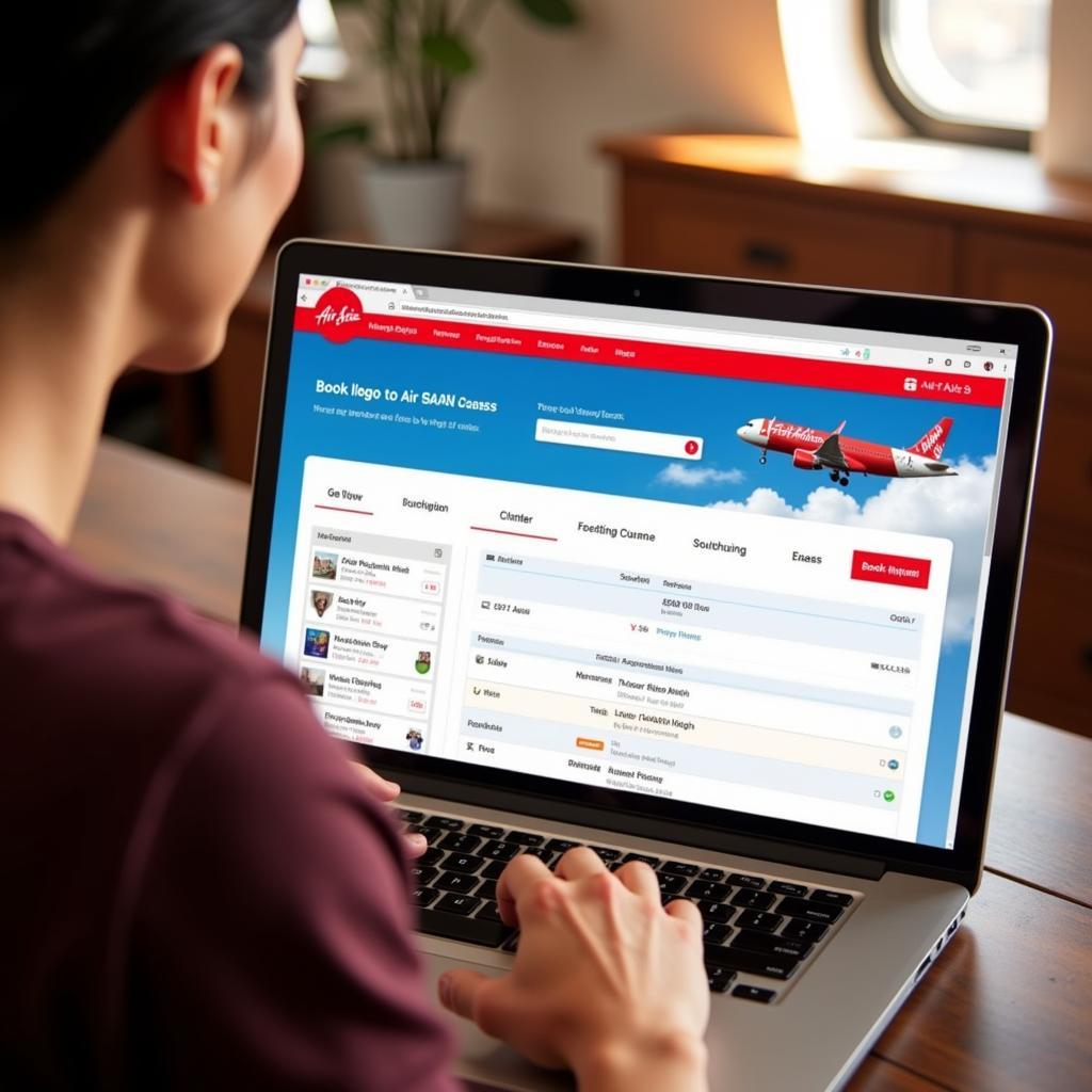 Someone booking flights online using the AirAsia ASEAN Pass