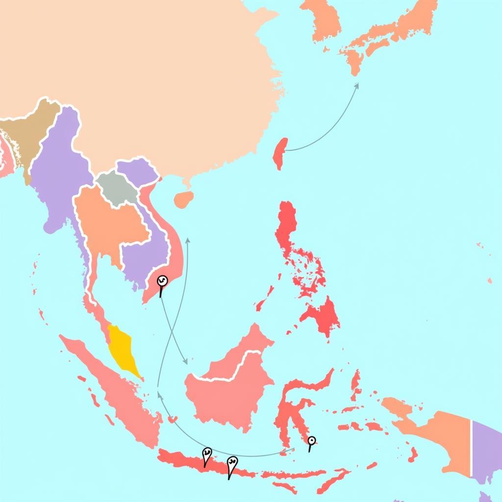 A map highlighting the countries covered by the AirAsia ASEAN Pass