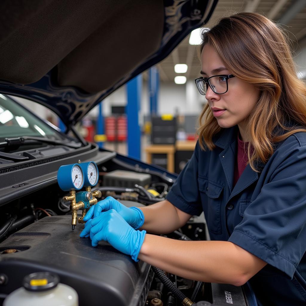 An ASE 609 Certified Technician at Work